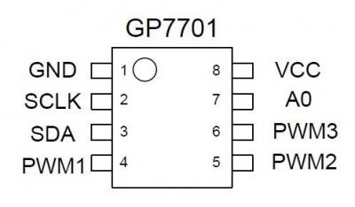 I2C转3路10Bit PWM输出芯片GP7701_暗记_旗子 I2C转3路10Bit PWM输出芯片GP7701_暗记_旗子 通讯