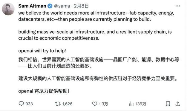 Sam Altman 的芯片计划7 万亿美元融资是最随意马虎的部分_人工智能_模子 Sam Altman 的芯片计划7 万亿美元融资是最随意马虎的部分_人工智能_模子 科学