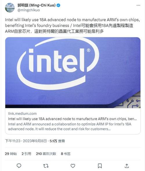 郭明錤:Arm有望成为英特尔18A制程代工客户分娩其自家芯片_英特尔_客户 互联网 郭明錤:Arm有望成为英特尔18A制程代工客户分娩其自家芯片_英特尔_客户 郭明錤:Arm有望成为英特尔18A制程代工客户分娩其自家芯片_英特尔_客户 互联网