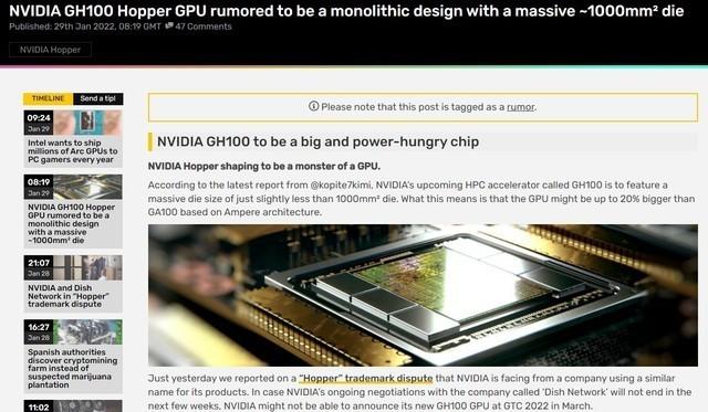 英伟达 GH100 GPU 芯片爆料：面积巨大跨越 1000 平方毫米_芯片_英伟 英伟达 GH100 GPU 芯片爆料：面积巨大跨越 1000 平方毫米_芯片_英伟 通讯