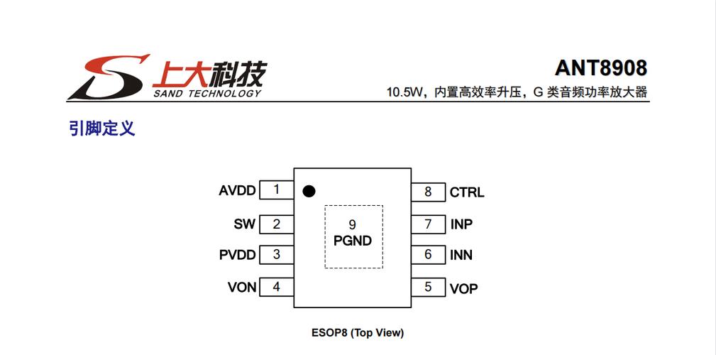 ANT8908/ANT8918内置高效率升压兼容HT8691R10.5W单通道G类音频_芯片_功放 ANT8908/ANT8918内置高效率升压兼容HT8691R10.5W单通道G类音频_芯片_功放 互联网